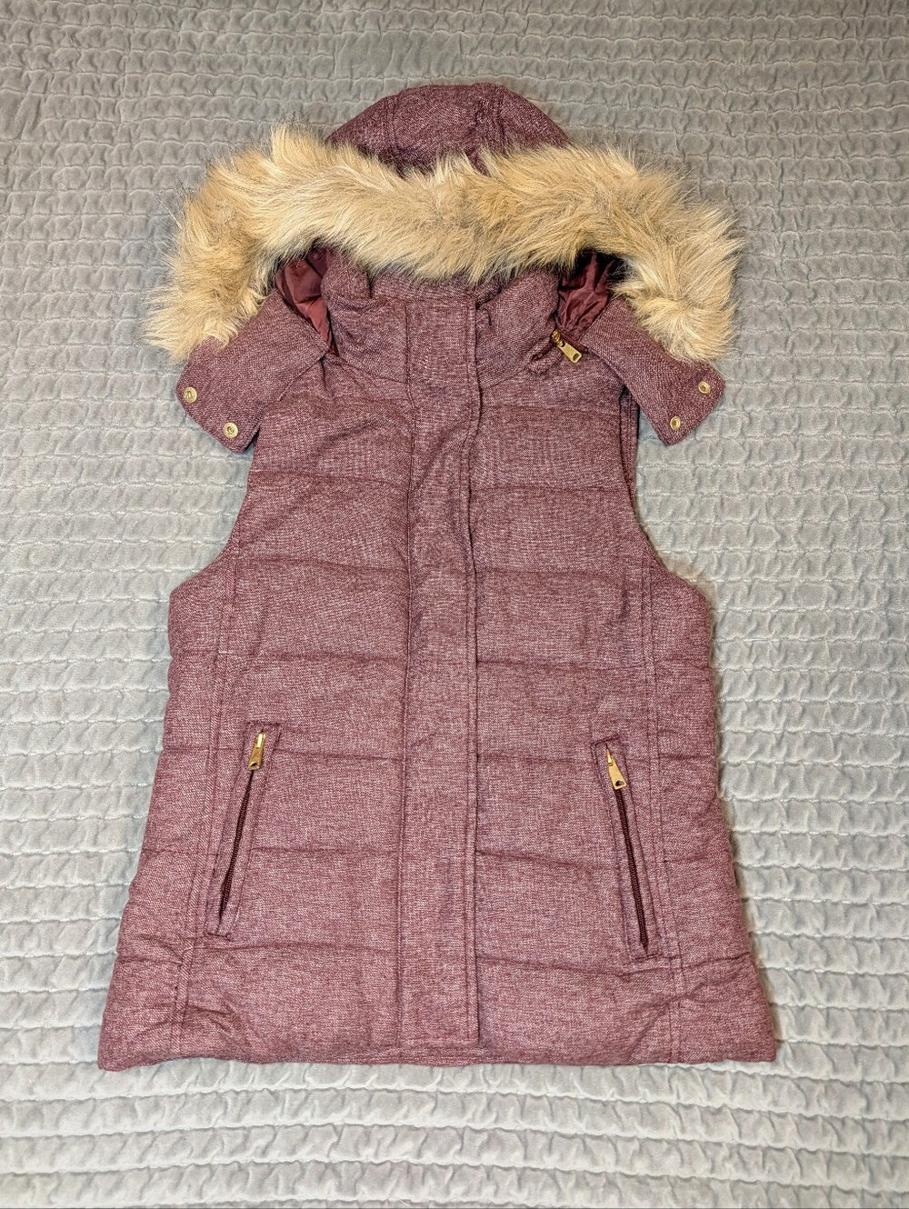 Women’s Quilted Hooded Puffer Vest - Dusty Rose